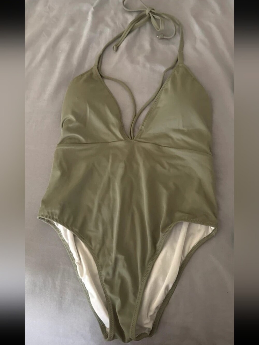PINK Victoria's Secret Olive Halter One-Piece Swimsuit